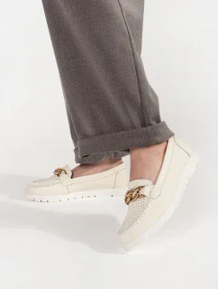 Stylové Jasnobeżowy  mokasíny dámské platforma