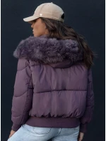 Dámská prošívaná zimní bunda s kožešinou COLDPACK fialová FashionStreet TY4431