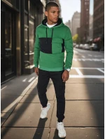 Pánská tmavě zelená mikina s kapucí FashionStreet BX5910 Pánská tmavě zelená mikina s kapucí FashionStreet BX5910