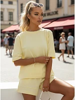 Bavlněný dámský komplet s kraťasy Polský výrobek žlutá FashionStreet AY1170