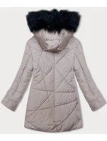 Dámská zimní bunda v barvě nude s kožešinovou podšívkou (V715)