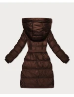 Prošívaná zimní bunda v čokoládové barvě s páskem J Style (5M3253-158)