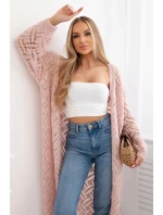 Svetr dlouhý kardigan Super KID Mohair tmavě práškově růžová