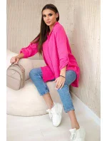 Bavlněná mušelínová košile oversize růžový