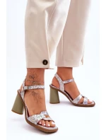 Kožené sandály na podpatku Maciejka 06029-24 bílo-zelené Kožené sandály na podpatku Maciejka 06029-24 bílo-zelené