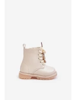 Zateplené dětské boty s medvídkem na zip béžové Enchanta