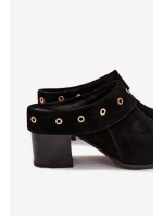 Semišové dámské kožené boty na podpatku D&A CR61-3059 Černé