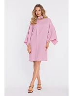 M908 Šaty s ozdobnými širokými rukávy - pudrové