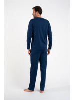 Pánská pyžama s dlouhým rukávem, dlouhými kalhotami - tmavě modrá
