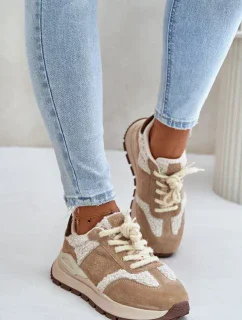 Zateplené Dámské Kožené Tenisky Big Star HI-POLY SYSTEM Béžové