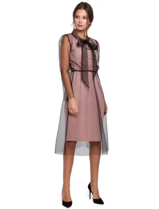 Dámské šaty K039 Powder Pink - Makover Dámské šaty K039 Powder Pink - Makover