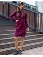 Dámské casual šaty ve vínové bordó barvě s kapucí (523) Dámské casual šaty ve vínové bordó barvě s kapucí (523)