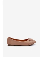 Baleríny S Páskem A Ozdobou Eko Kůže Tmavě Béžové Cadwenla