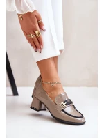 Lakované Dámské Polobotky Na Podpatku S Dekorací Béžové Artiker 55C1054