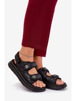 Dámské sandály s ozdobnými detaily na suchý zip černé Zoliner