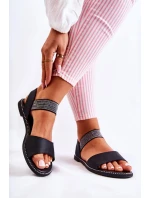 Klasický kožené sandály s cvočky Černá Shelly Klasický kožené sandály s cvočky Černá Shelly