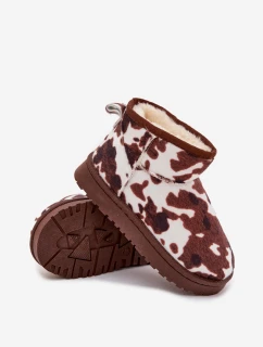 Dětské/juniorská sněhule zateplené kožíškem Mireya – bílo-hnědé