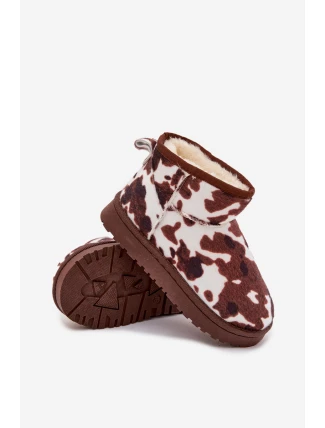 Dětské/juniorská sněhule zateplené kožíškem Mireya – bílo-hnědé