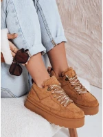 Dámské tenisky s kožešinou na platformě camel FashionStreet ZY1068