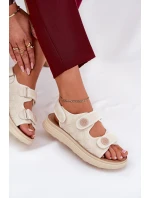 Dámské sandály s ozdobnými detaily na suchý zip béžové Zoliner