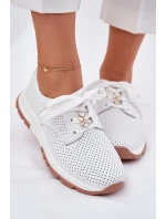 Kožené Polobotky Dámské S Připínacím Klipem Artiker 54C1810 Bílé