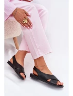 Dámské kožené sandály černé Zazoo 40407