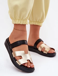 Kožené dámské pantofle s přezkou Zlaté Lemela