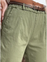 Dámské kalhoty chinos s páskem RELCIX khaki FashionStreet UY2582