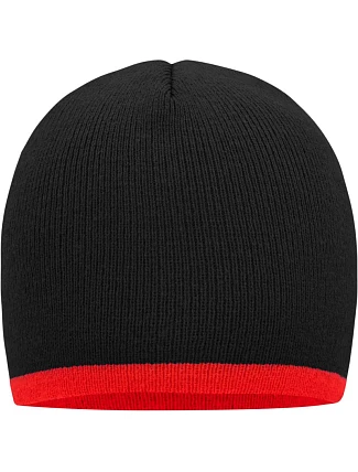 Daiber MB 7584 Pletená čepice s kontrastním lemem 03.7584 black/red
