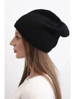 Dámská zimní čepice s ušima a ribbovaným vzorem K440 černá