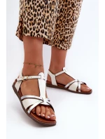 Dámské ploché sandály z ekokože Sergio Leone SK071H Bílé Dámské ploché sandály z ekokože Sergio Leone SK071H Bílé