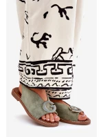 Ploché sandály se zdobením zelené Haliones Ploché sandály se zdobením zelené Haliones