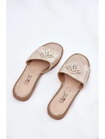 Dámské Pantofle Na Plochém Podpatku S Ozdobným Detalem S.Barski KV51-087 Zlaté