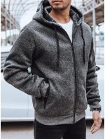 Pánská rozepínací zateplená tmavě šedá mikina FashionStreet BX5598 Pánská rozepínací zateplená tmavě šedá mikina FashionStreet BX5598