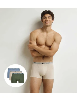 Pánské boxerky z bio bavlny 3ks DIM COTTON STRETCH BIO BOXER 3x - DIM - zelená
