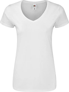 Fruit of the Loom Lady-Fit Iconic 150 V-Neck T Dámské tričko s výstřihem do V 16.1444 white