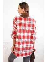Dámská kostkovaná bavlněná košile s efektem obnošení červená