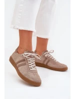 Semišové Nízké Tenisky Dámské Tmavě Béžové Zazoo N1068 Semišové Nízké Tenisky Dámské Tmavě Béžové Zazoo N1068