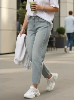 FashionStreet světle modré dámské kalhoty mom fi UY2858 FashionStreet světle modré dámské kalhoty mom fi UY2858