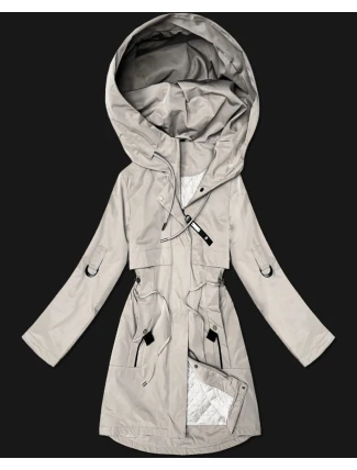 Prosta kurtka damska z podwijanymi rękawami Goodlookin jasny beżowy (B8556-26)