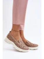 Růžové Dámské Nazouvací Boty s Prošívanými Dírami Emilei