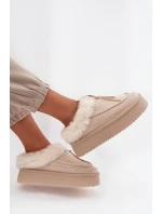 Dámské zimní boty s kožíškem na platformě béžové Rosmira