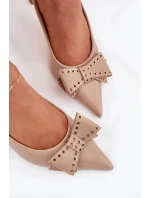 Dámské lodičky na jehlovém podpatku s mašlí Folesca – béžové Dámské lodičky na jehlovém podpatku s mašlí Folesca – béžové