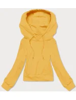 Krátká žlutá tepláková mikina s kapucí (8B939-117)
