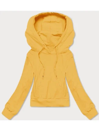 Krátká žlutá tepláková mikina s kapucí (8B939-117)