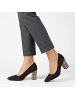 Čokoládové semišové lodičky na jehlovém podpatku Sergio Leone PB216