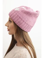 Dámská zimní čepice vlněná s cyrkoniemi a vzorem K455 světle fialová