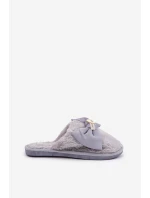 Dámské Pantofle S Kožíškem A Mašlí Šedé Olfedi Dámské Pantofle S Kožíškem A Mašlí Šedé Olfedi