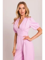 M852 Kombinéza s puff rukávy - cukrově růžová M852 Kombinéza s puff rukávy - cukrově růžová