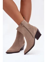 Dámské kotníkové boty na podpatku 6350 Béžová - Ideal Shoes Dámské kotníkové boty na podpatku 6350 Béžová - Ideal Shoes